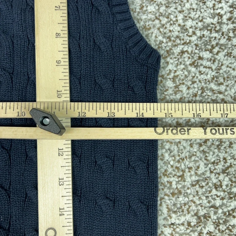 Polo Ralph Lauren Boys Sweater Vest Medium‎ Blue Cotton Cable Knit Pony Preppy